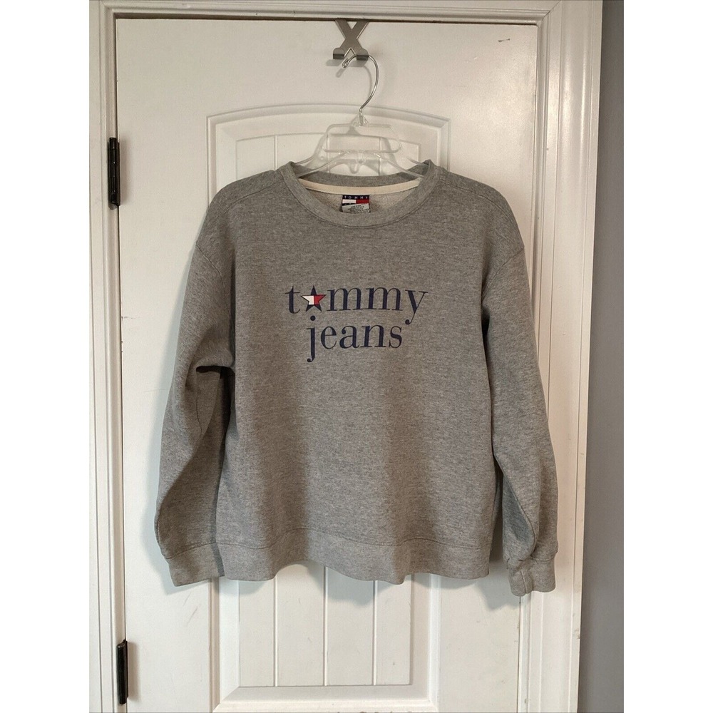 90s Tommy Jeans sweatshirt Gray Grey Heather Medium Vintage Retro Logo Vintage